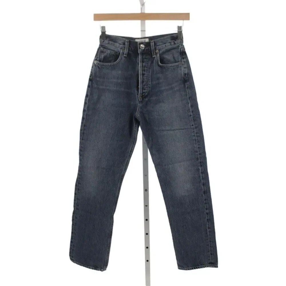 Agolde Womens Blue High Rise Straight Jeans Button Fly Size 23